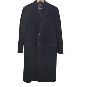 STAFFORD MEN'S VINTAGE WOOL OVERCOAT LONG COAT NAVY SIZE M/L